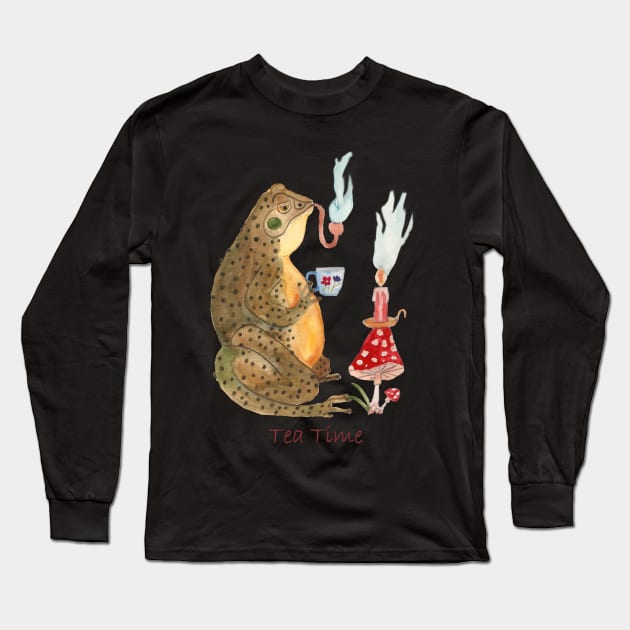 Tea Time Long Sleeve T-Shirt by Cal Kimola Brown